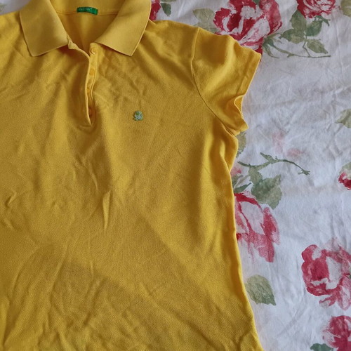 Benetton T-shirt used, yellow, size S