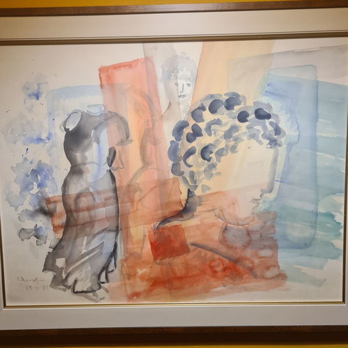Painting Vakirtzis Giorgos watercolor on cardboard new