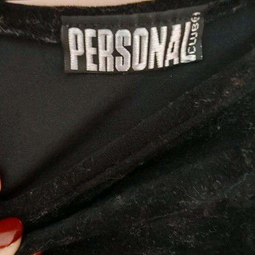 Personal Club black blouse with lace details, size M