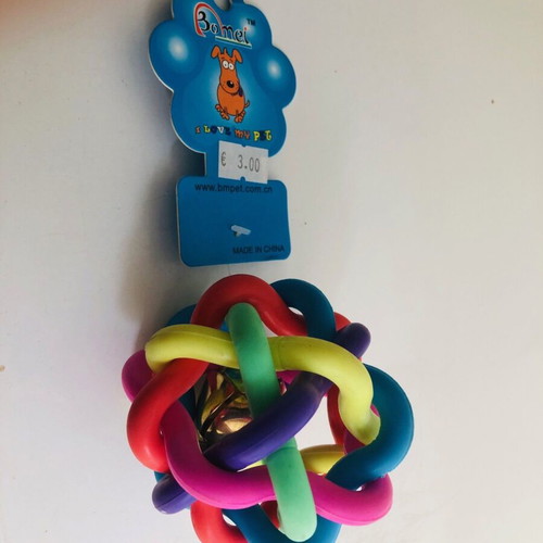 Multicolor Knitted Ball Pet Toy with Bell 8.5cm New
