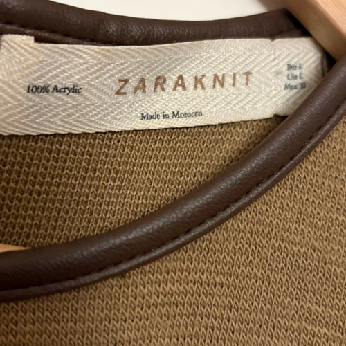 Zara Knit dress like new with leather details camel/tan