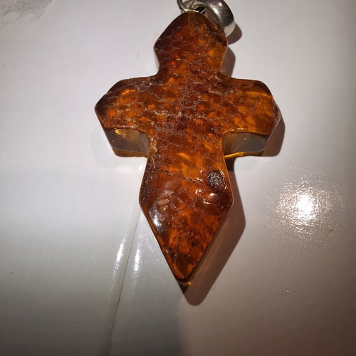 Cross pendant made of natural Baltic amber new