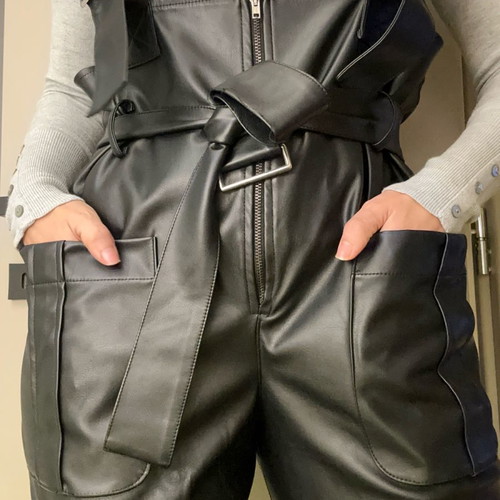 Dolce Domenica black leatherette salopette size M like new