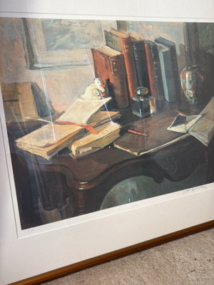 Framed painting with glass, like new