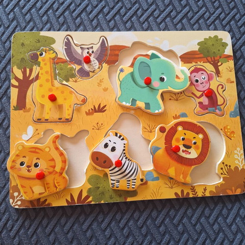 Wooden puzzles set of 4 used with fishing magnets