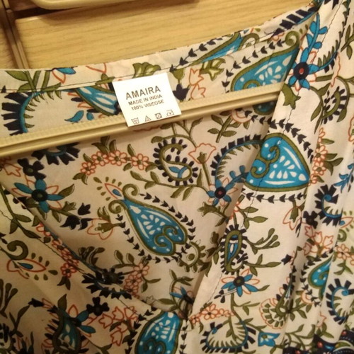 Long summer dress like new with pattern and adjustable waist