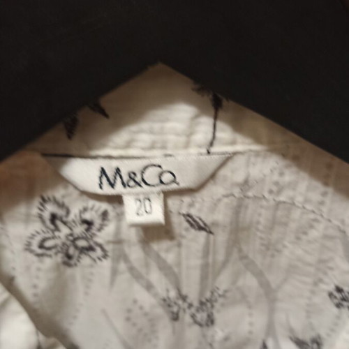 White shirt with black painted flowers size 20 like new