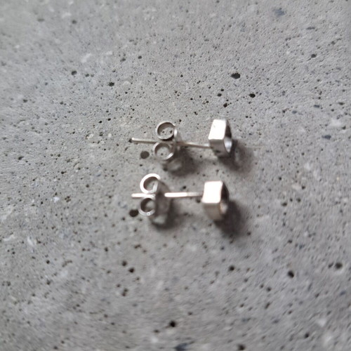Minimal square studs earrings handmade from 925 silver