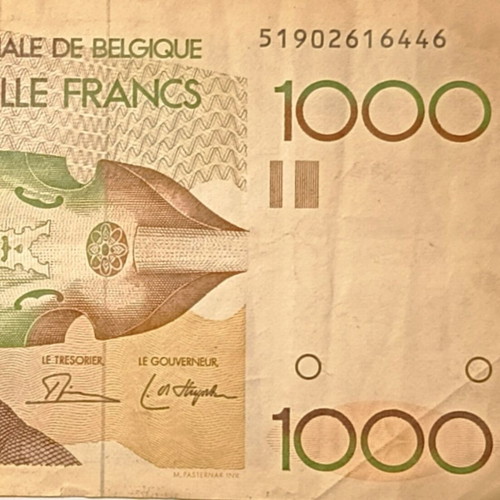 Belgian 1,000 Francs banknote used