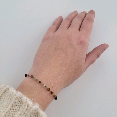 Silver 925 bracelet with gold plating and colorful stones new
