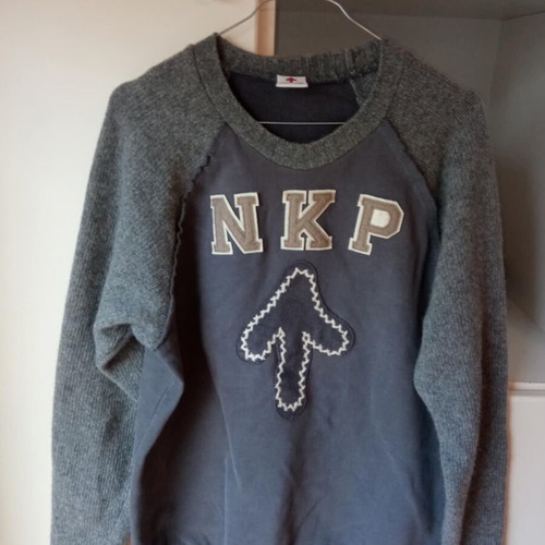 NKP men's unisex sweatshirt with knitted sleeves, like new, grey