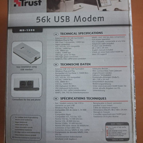 Trust USB External Modem 56K new