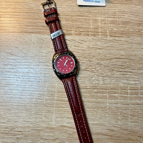Citizen Vintage NOS new watch with red leather strap
