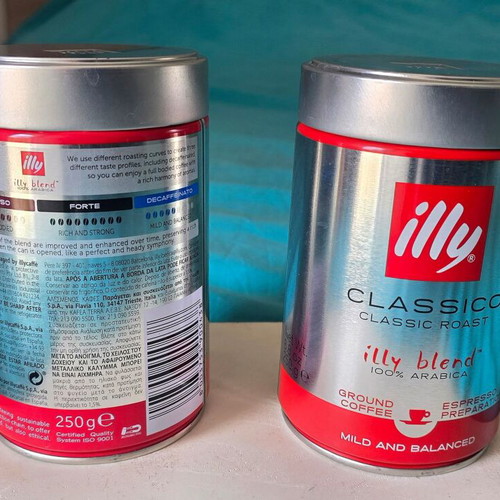 Illy metal coffee tins set, like new