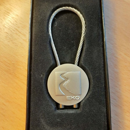 Collectible metal EKO keychain with steel wire cable new
