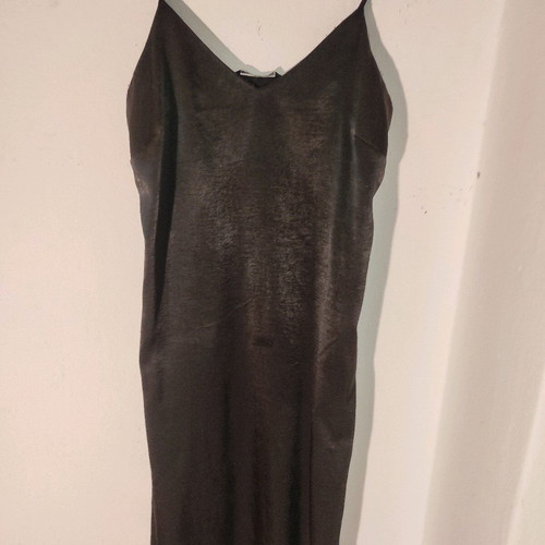 Stradivarius Black Satin Asymmetrical Dress used size M