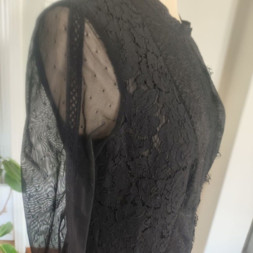 Guess Black Blouse S/M Like New With Transparent Sleeves