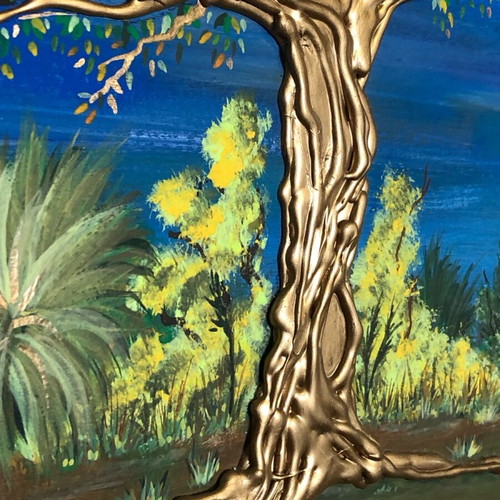 Golden Three acrylic painting like new