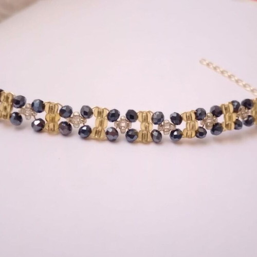 Handmade crystal bracelet new, blue and gold