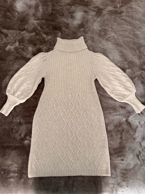 Knitted Warm Sweater Dress used, beige, size S/M