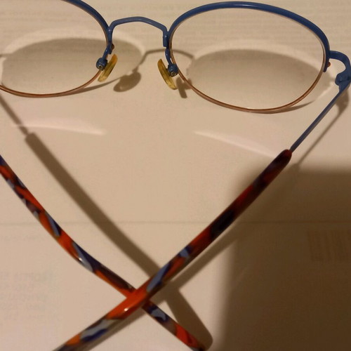 Prada blue eyeglass frame used with -3 diopter lenses
