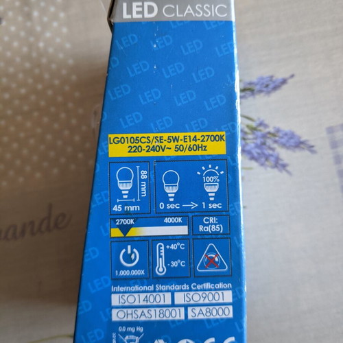 Led lamp E14 5 watt 2700K new