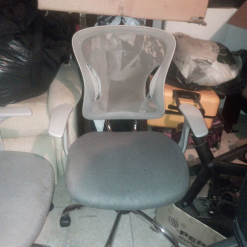 Office chair with height and recline adjustment, fabric needs repair, set of 2