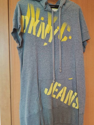 Μπλουζοφόρεμα DKNY Jeans με κουκούλα 100% βαμβάκι σαν καινούργιο, γκρι μέγεθος Medium