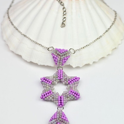 Delicate star necklace in purple and gray, custom made
