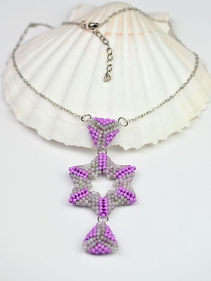 Delicate star necklace in purple and gray, custom made