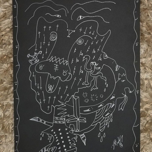 The Antichrist Original Artwork White Gel Pen on Black Paper