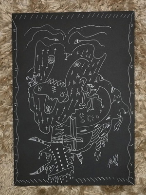 The Antichrist Original Artwork White Gel Pen on Black Paper