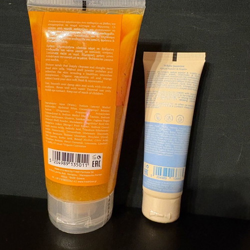 Fresh Line Mango shower scrub 150 ml and White Jasmine hand and nail cream 50 ml new