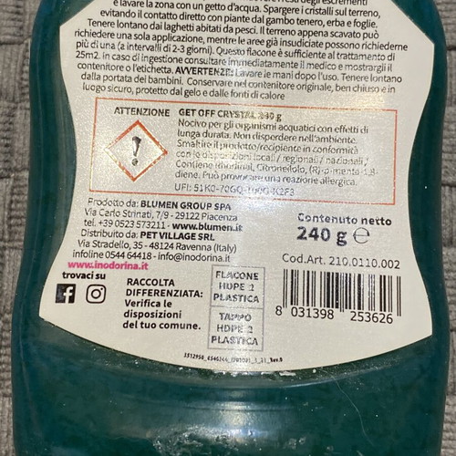 Inodorina Dog and Cat Repellent Crystal Gel new, made in Italy