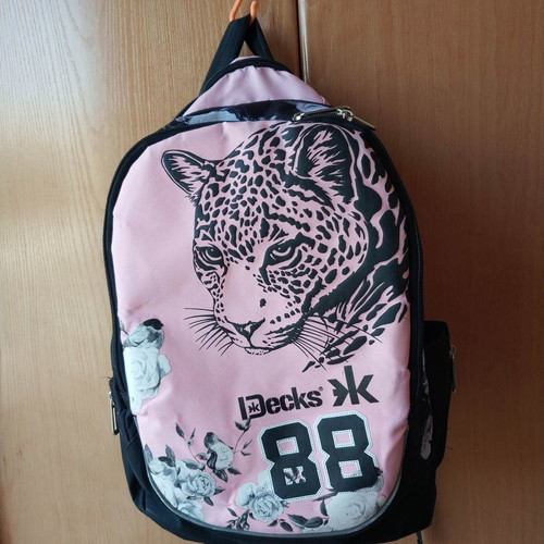 School backpack large for elementary girl used, pink and black