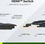  HDMI Switch 3×1 Pigtail, 4K x 2K, 3D Support, 0.50m, Black