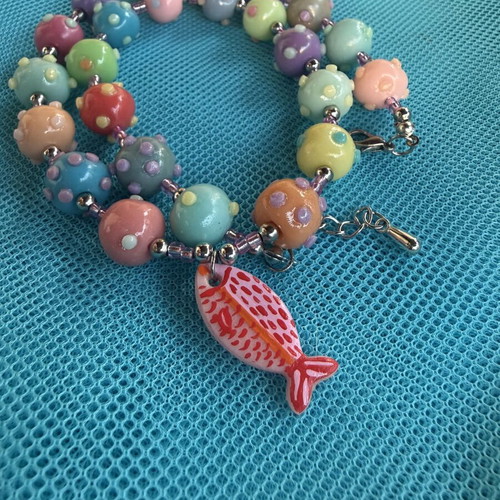 Summer colorful necklace with large beads like new
