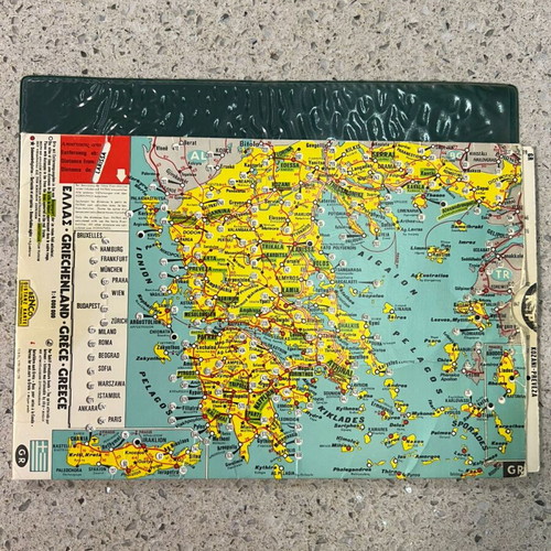 Vintage Greece Road Map used from the 70s