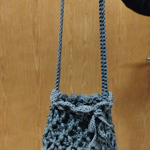 Handmade knitted shoulder bag pouch gray new