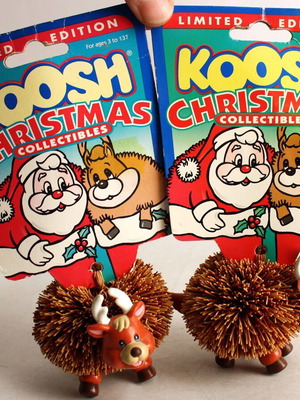 Koosh Christmas Limited Edition reindeer figure new, 1990s, set of 2