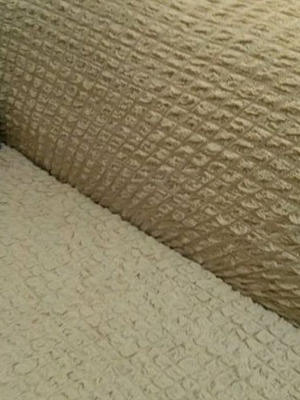 Elastic sofa cover for three-seater, ecru color, pack of 2