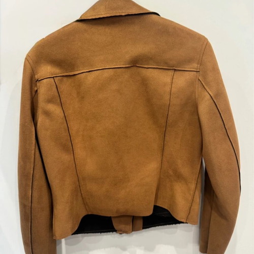 Pink Woman Biker Jacket like new, size L, brown-gold