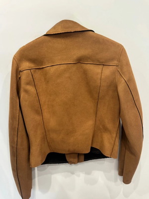Pink Woman Biker Jacket like new, size L, brown-gold