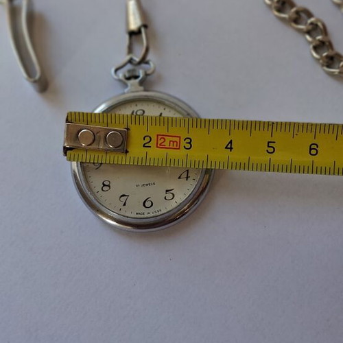 ZARIA Retro pocket watch used, wind-up, gray and silver