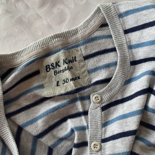 Bershka thin gray cardigan with blue stripes like new, size L