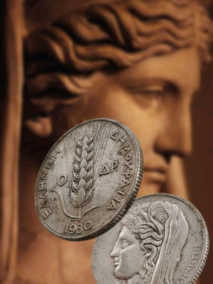 10 Drachma 1930 Greece like new, silver 0.500