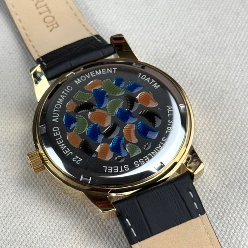 Heritor Automatic watch Emmanuel HERHS3703 new, black leather strap