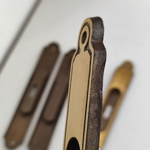 Vintage brass sliding door pocket handles used, set