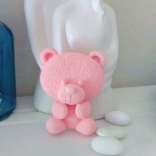 Handmade bomboniera with ceramic pink bear magnet new