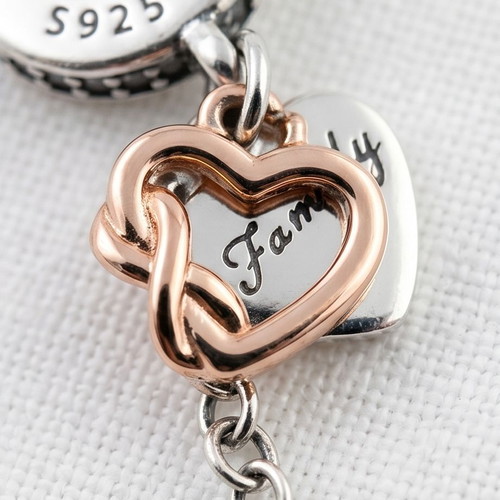Pandora Family Hearts S925 Safety Chain with Rose Gold Plating